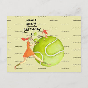 Postal Mujer de tenis está jugando Feliz Cumpleaños 