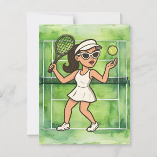 Postal Mujer de tenis está jugando tenis 