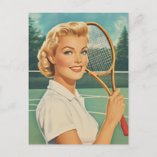 Postal Mujer de tenis Ilustracion de la revista de los añ