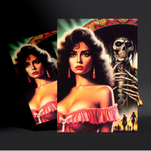 Postal Mujer de terror retro