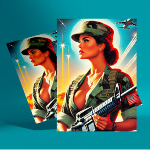 Postal Mujer del ejército de vintage