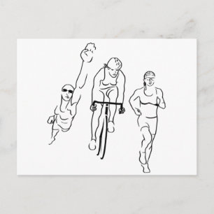 Postal Mujer Del Triatlón De La Bicicleta De Natación