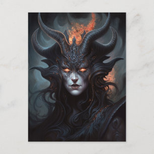 Postal Mujer Demonio Reina arte de fantasía oscuro