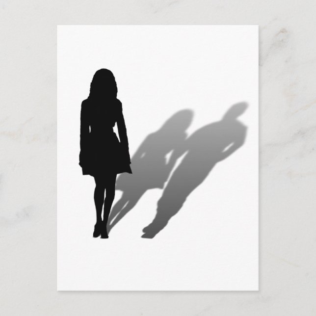 Postal Mujer desaparecida Hombre Silhouette (Anverso)