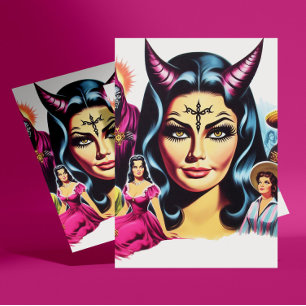 Postal Mujer diablo vintage