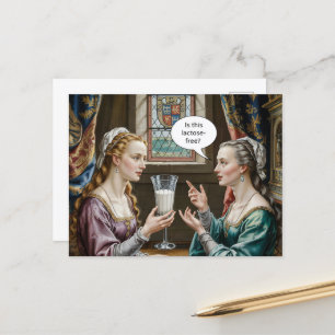 Postal Mujer Divertida Preguntando ¿Es Libre Esta Lactosa