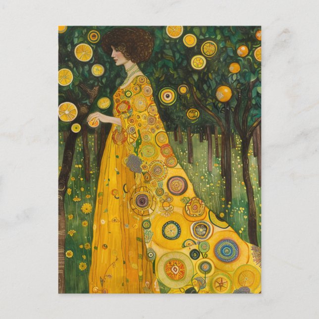Postal Mujer dulce limonera al estilo de Klimt (Anverso)