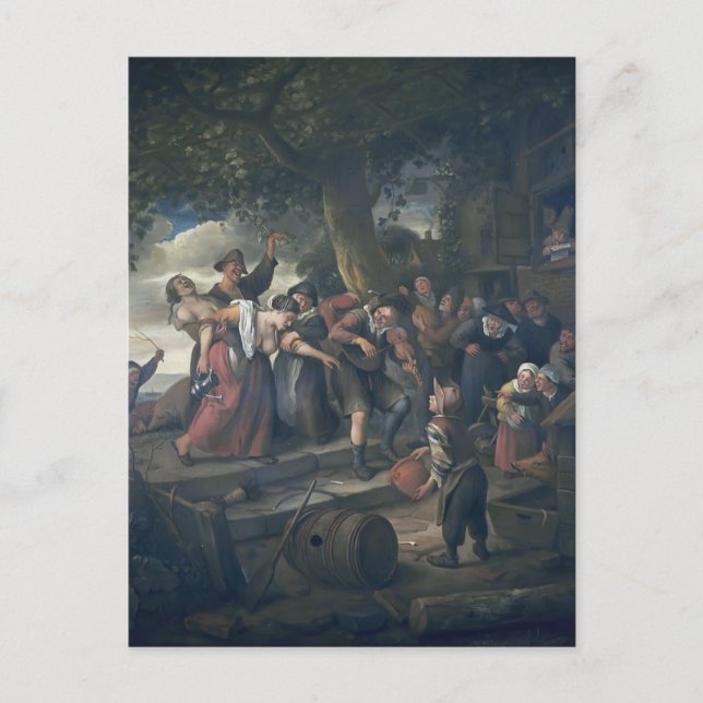 Postal Mujer ebria por Jan Steen (Anverso)