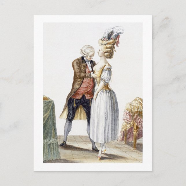 Postal Mujer elegante en un baño con su sastre, plato de (Anverso)