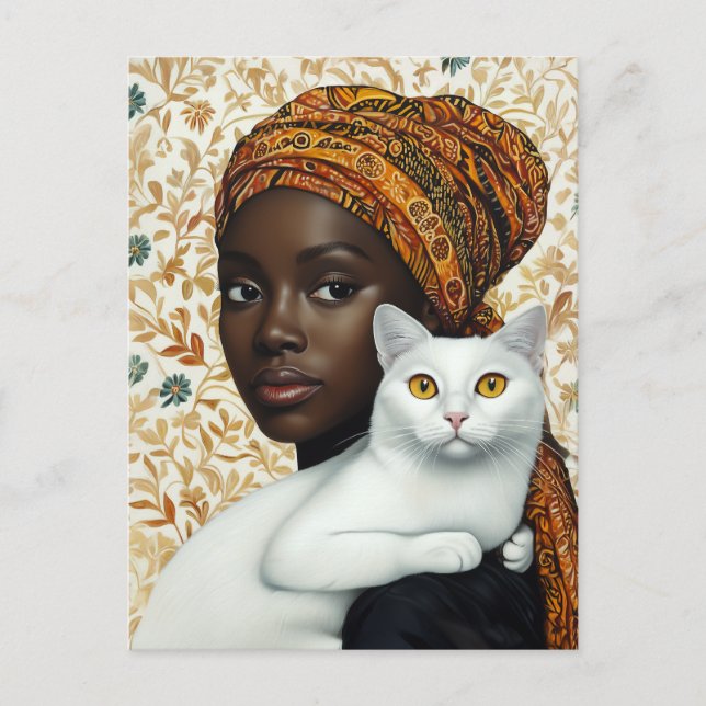 Postal Mujer elegante y gato (Anverso)