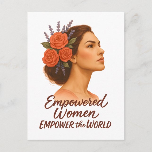 Postal Mujer empoderada con flores (Anverso)