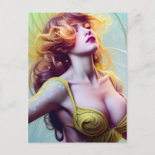 Postal Mujer en amarillo