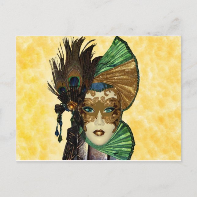 Postal Mujer En Arte De Mascarada (Anverso)