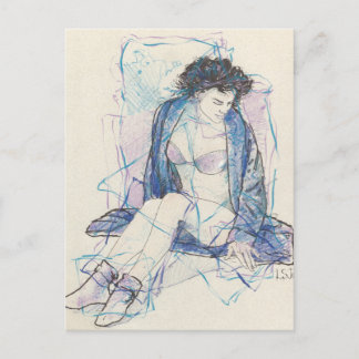 Postal Mujer en azul