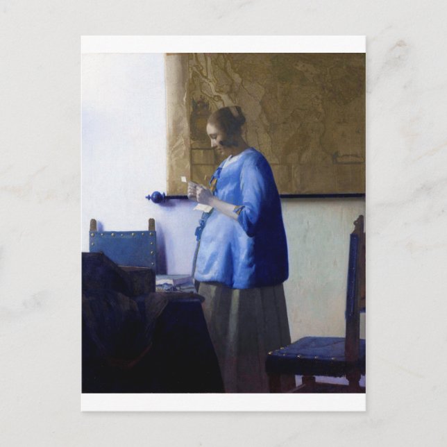 Postal Mujer en azul, Johannes Vermeer (Anverso)