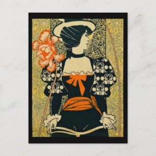 Postal Mujer en bicicleta