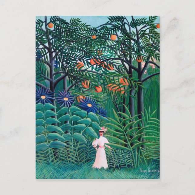Postal Mujer en bosque tropical exótico (Anverso)