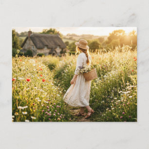 Postal Mujer en Campo de Trigo