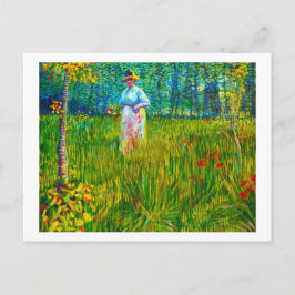 Postal Mujer en el jardín de Vincent Van Gogh