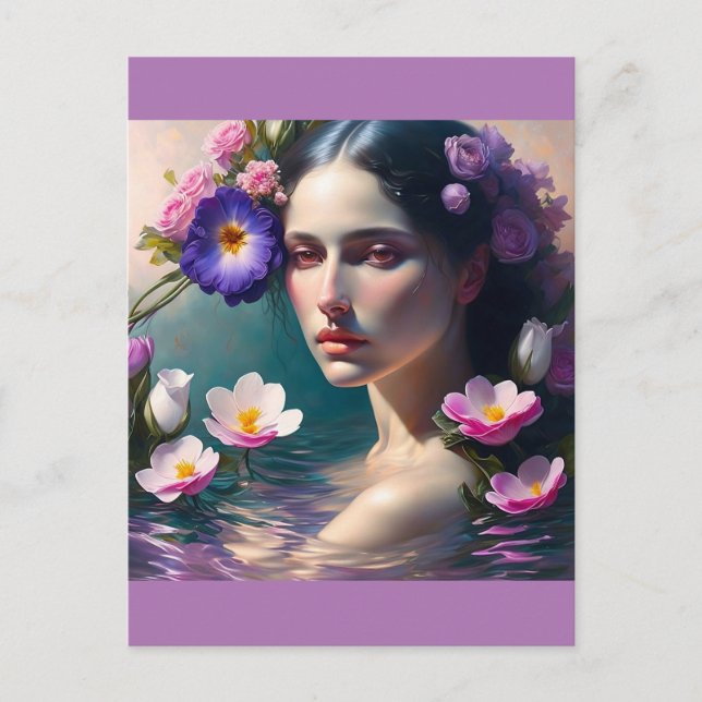 Postal mujer en el lago (Anverso)