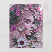 Mujer en flores de pastel