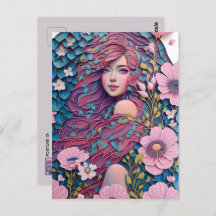 Mujer en flores de pastel