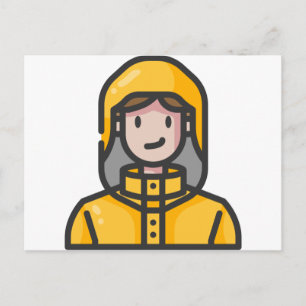 Postal mujer en impermeable