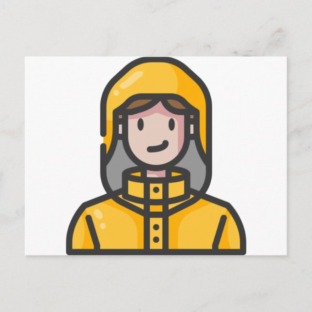 Postal mujer en impermeable (Anverso)