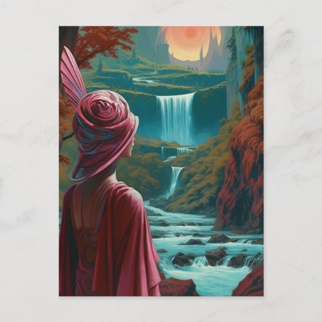 Postal Mujer en la cascada (Anverso)