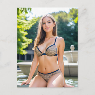 Postal Mujer en la Fuente