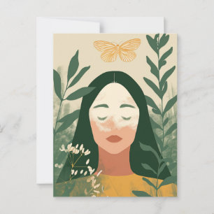 Postal Mujer en la naturaleza