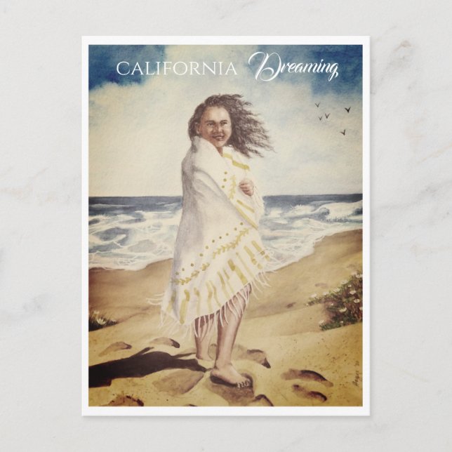 Postal Mujer En La Playa (Anverso)