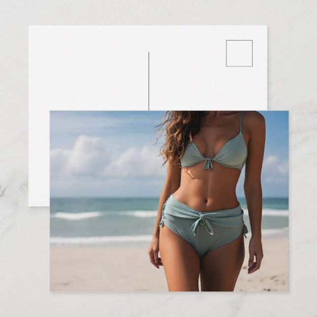 Postal Mujer en la playa (Anverso / Reverso)