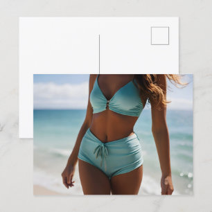 Postal Mujer en la playa