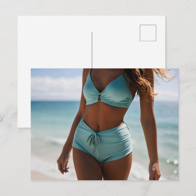 Postal Mujer en la playa (Anverso / Reverso)