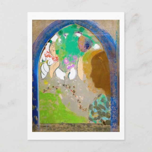 Postal Mujer en la ventana, Redon (Anverso)