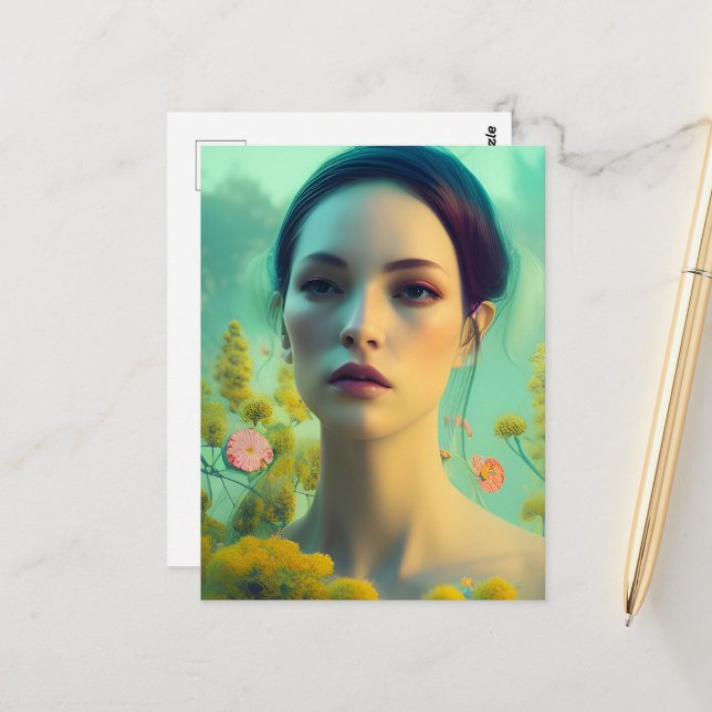 Postal Mujer en las flores (Anverso/Reverso In Situ)