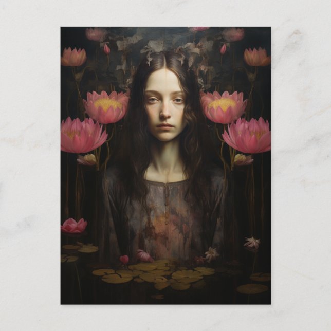Postal Mujer en Lotus Pond (Anverso)