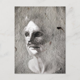 Postal Mujer en máscara, retratos misteriosos