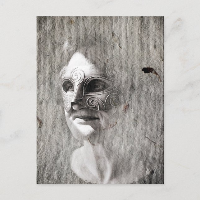 Postal Mujer en máscara, retratos misteriosos (Anverso)