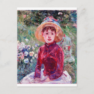 Postal Mujer en rojo, Berthe Morisot
