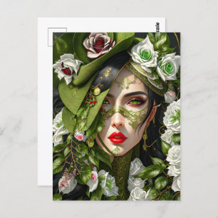 Postal Mujer en rosas, poscruce