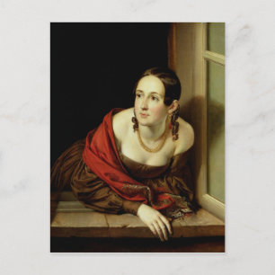 Postal Mujer en su ventana o, la esposa de un