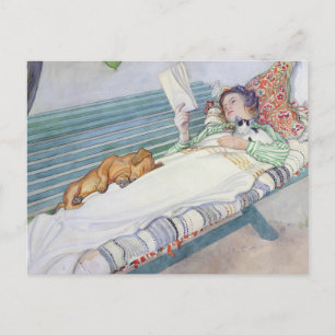 Postal Mujer En Un Banco De 1913 Por Carl Larsson
