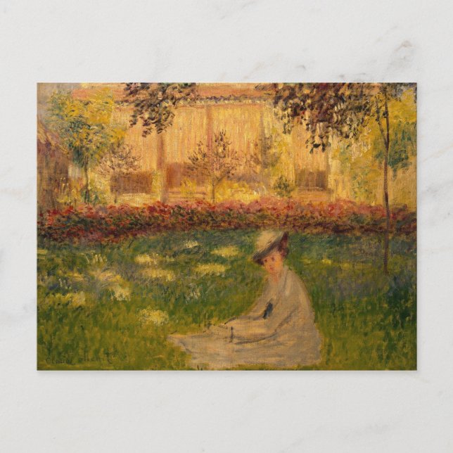 Postal Mujer en un jardín, 1876 de Claude Monet el | (Anverso)