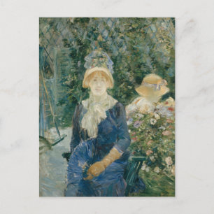 Postal Mujer en un jardín   Berthe Morisot