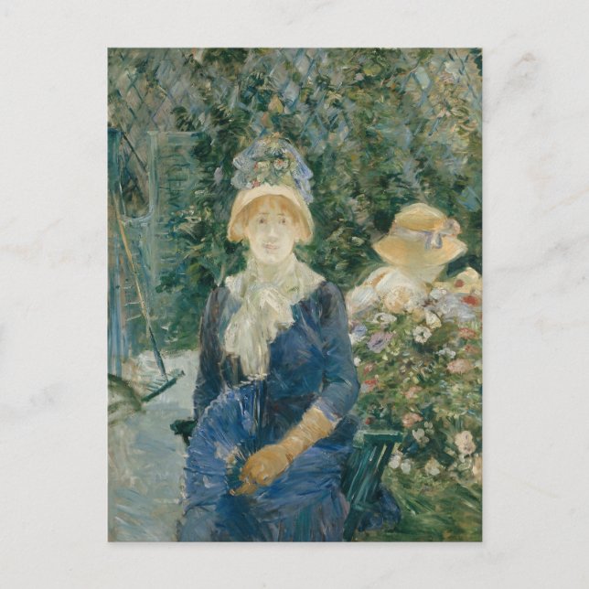 Postal Mujer en un jardín | Berthe Morisot (Anverso)