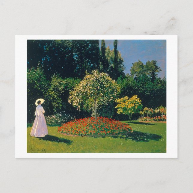 Postal Mujer en un jardín, Monet (Anverso)
