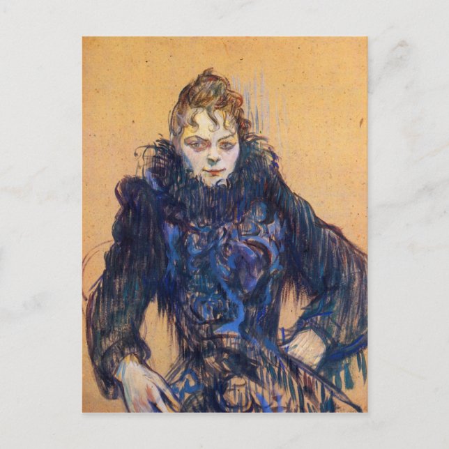 Postal Mujer en una boa negra por Toulouse-Lautrec (Anverso)