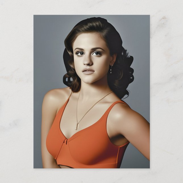 Postal Mujer en una cancha deportiva Naranja (Anverso)